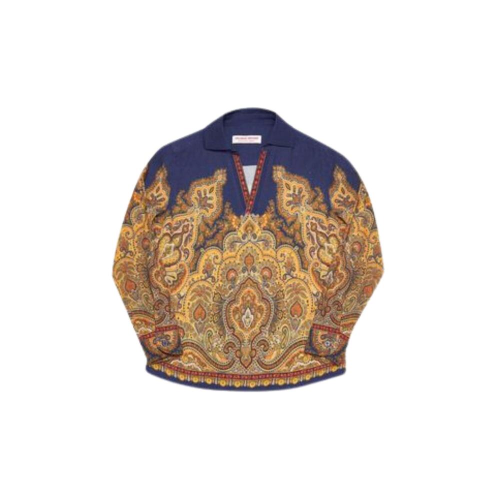 NEW ORLEBAR BROWN boy's rhys mystique paisley shirt in lagoon blue
